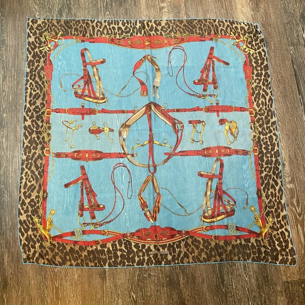 DOLCE & GABBANA DG Leopard Print Equestrian Scarf - Picture 1 of 10